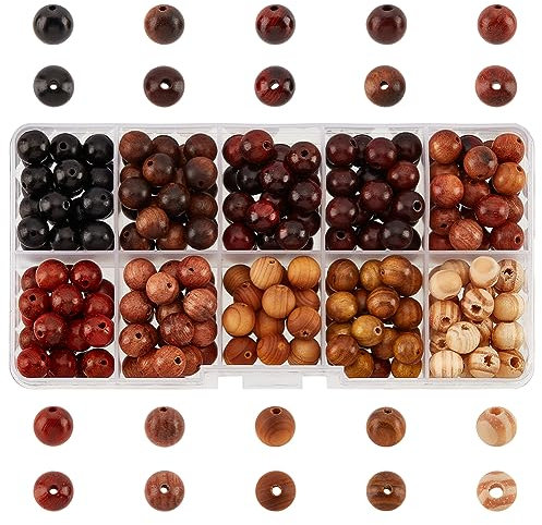 PH PandaHall 200 Stück 10 Farben 8mm Natürliche Holzperlen Runde Lose Holzperlen Große Auswahl An Natürlichen Holzperlen Für Schmuckherstellung Basteln DIY Armband Halskette Ohrringe Ostern