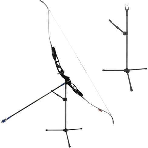 Bogenschießen Recurve-Bogenständer Faltbarer Bogenständer Bogenhalterung Dreibeiniger Bogenständer für Langbogen Traditioneller Bogen (schwarz)