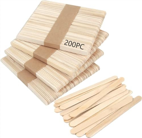 DERAYEE 200 Stück Holzstäbchen, Eisstiele zum Basteln, Holzspachtel für Kinder, DIY