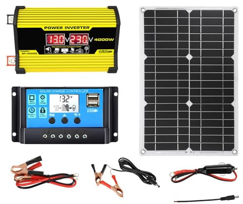300 Watt Auto Vehicle Solar Panel Set With Charger Controller, 2 USB Ports, LED Display, Battery and Inverter for Home
