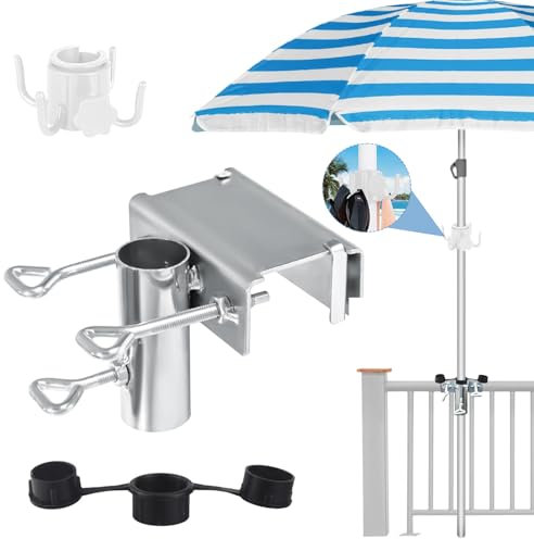 ENAIAH Porta Ombrellone da Balcone, Clip per Ombrelloni da Esterno Supporto per ombrellone Regolabile Supporto Ombrellone Ringhiera per Ombrellone da Giardino, Terrazza, Balcone