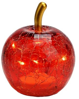 G. Wurm Dekoleuchte Apfel (XXS) Glas rot - Apfel Lampe mit 5er LED Lichterkette, Dekolampe, Tischleuchte, Apfellampe
