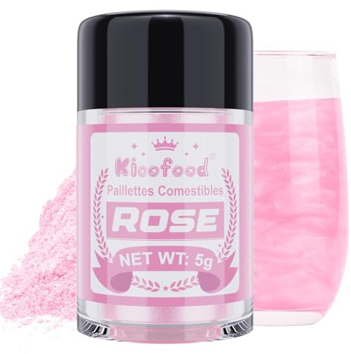 Paillettes Comestibles - Kicofood 5g Paillettes Alimentaires Comestibles, Paillette Alimentaire, Colorant Alimentaire Paillettes for Cocktails Décoration de Gâteaux Chocolats (Rose)