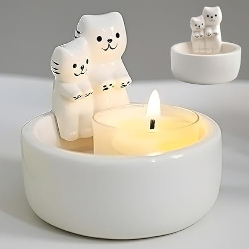 Gebiuhoo Katzen Kerzenhalter Süße Katze Deko Katzen Teelichthalter Warming Paws Katze Kerzenständer Cat Candle Holder Niedliche Katzen Stumpen Perzenhalter Ornamente