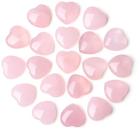 QINJIEJIE 20 Stück Rosenquarz Herz Edelsteine Heilung Kristall Natürliche Steine Liebe Herz Stein Reiki Kristalle für Meditation 0,6 Zoll
