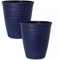 Fyne-Finds Set of 2 Dark Blue Plastic Dune Rim Plant Pot 33cm, 13inch Tall 17L Garden Outdoor Patio Decor Planter with Drainage Holes