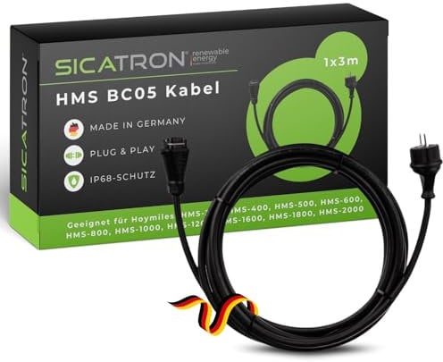 SICATRON Anschlusskabel Balkonkraftwerk HMS BC05 (3M) I Kompatibel mit Hoymiles (HMS-350 bis HMS-2000) UVM. I Wetter- & UV-beständig I Plug&Play Installation I Ideal für Mikrowechselrichter