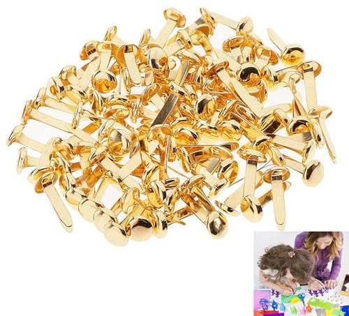 100 Stück Musterbeutelklammern, Musterklammern, Rundkopfklammern, Metall Rundkopfklammern, Verschlussklammern, Für Schule Büro Papier Briefklammern Basteln Handwerk DIY (Gold)