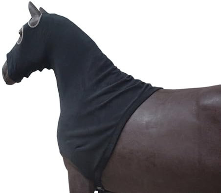 TopHomer Cappuccio a testa di cavallo in morbido pile, comodo e completamente coperto, con cerniera per proteggere la criniera, mantiene il collo caldo (nero/L)