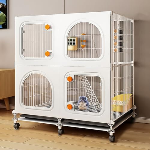 Kleintierkäfig für den Innenbereich, Vordergrund Transparente Chinchilla-Villa, mit Tablett und Rollen, für Eichhörnchen, Hamster, Kätzchen(74x37x82cm)
