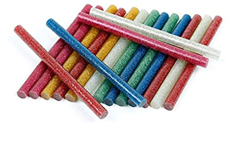 BELLIFFY Bastoncini Di Colla Glitterata 100 Pezzi Bastoncini Di Colla Fusa Adesivi Colorati Legno Plastica Tessuto