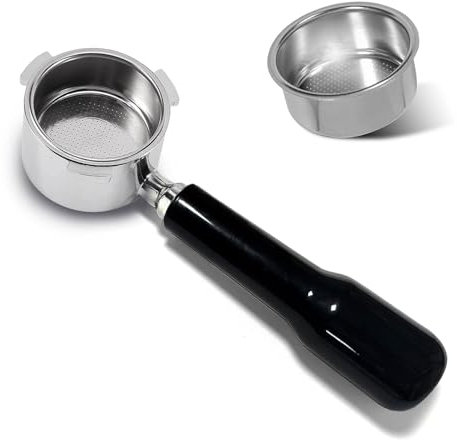 Portafiltro portafiltro de 51 mm, 3 orejas, para Delonghi EC680 EC685, filtro portafiltro espresso de 51 mm, mango de madera ácida roja (negro elegante