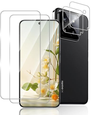 Cable Leader 2+2 Stück Schutzfolie für Panzerglas für Xiaomi 14 5G, 2.5D Kante Antifouling Stoßfeste Displayschutzfolie für Xiaomi 14, Hochempfindliche Blasenfrei Gehärtetes Schutzglas Folie