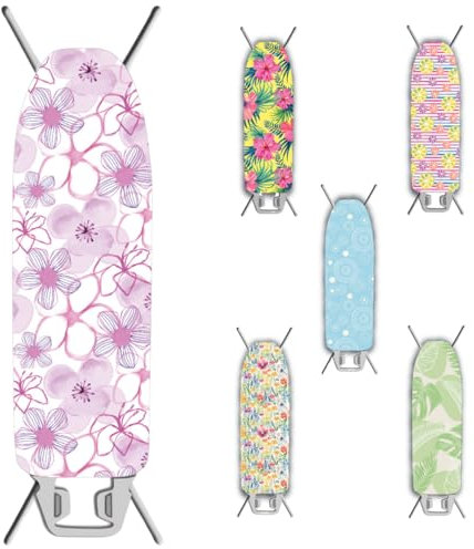 Ka' Mia Copriasse da Stiro con Elastico - Universale per Assi da Stiro Fino a 130-40cm - Tessuto 100% Cotone e Mollettone 100% Poliestere - Made in Italy (Luisa)