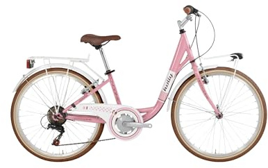 Tecnobike 991 HOLLY Bicicletta Donna 24 Pollici, City Bike Rosa con Cambio 6 Velocità, Freni V-Brake, Telaio in Acciaio, Bici Elegante e Robusta per Città e Tempo Libero