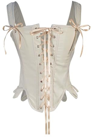 2025 Corset Mujer,Corsé Vintage para Mujer con Cordones Bustier Moldeador de Cintura Moda Medieval Retro Disfraz Renacentista Corset Reductor Cinturón Abdomen Faja para Fiestas Carnaval Halloween