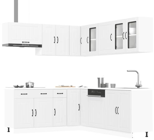 Emmtore 11-TLG.Küchenschrank-Set Holzwerkstoff, Küchenzeile Einbauküche, Schrank-Set, Unterschrank, Küchenschrank, Hängeschrank Weiß