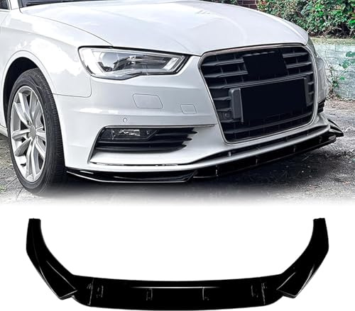 ATTLGR Auto Frontspoiler für Audi A3 8V Standard Sedan 2013-2016,Frontlippe Splitter Lippe Diffusor Set,ABS Frontstoßstange Antikollisionsschutz Body Tuning Kit,B/Glossy Black
