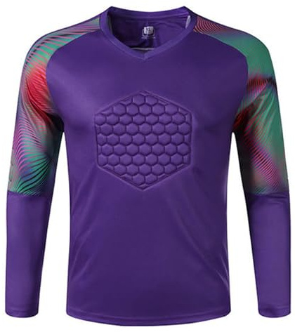 Manyakai Bambini Ragazzo Maglia Portiere Calcio Maniche Lunghe Imbottito Alto Sport Anni Viola 13-14 Anni
