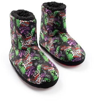 Minecraft Creeper & TNT | Multicoloured Cozy High-Rise Slippers | Indoor Relaxation Wear | Graffiti Print Design | Kids Gaming Accessories Merch