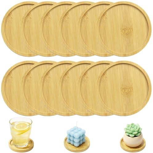 YUZHEDM 12 Pièces Dessous De Verre Et Dessous De Verre Bois Set sous-Verre | Rustique Pour Table Basse, Support Tasse Décoratif Cuisine, Durable Et Antidérapant Convient Pour Maison Bar
