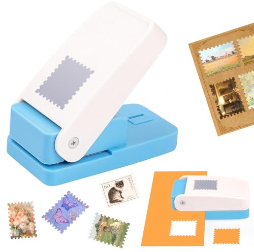 Briefmarkenstanzer 25,4 x 21,1 mm – Motivlocher in Briefmarkenform, Hebel-Papierstanzer für Scrapbooking, Kartenherstellung, DIY Bastelarbeiten & Fotoalbum