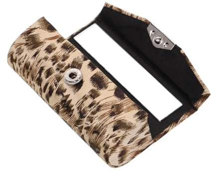 NAMOARLY Lippenstift Organizer Tasche mit Spiegel, Leopardenprint, Mini Lippenstiftetui aus Satin, schützende Aufbewahrungslösung für Frauen auf Reisen und in der Geldbörse