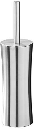 Premier Housewares Toilet Brush Holder - Satin Stainless Steel,Height 38 cm x Width 10 cm x Depth 10 cm, Silver
