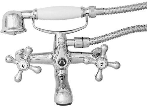 Traditional Cross Head Chrome Bath Filler Mixer Shower & KIT Wall Mounted