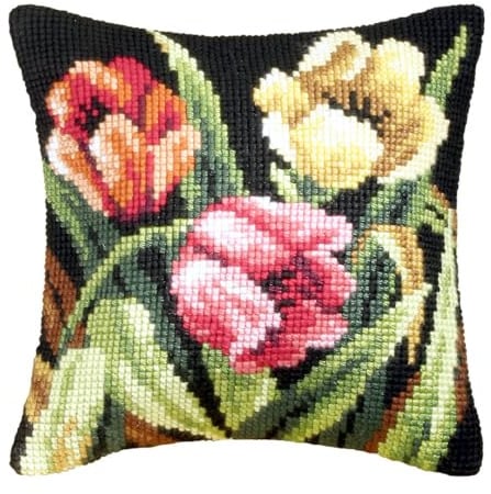 Orchidea Cross Stitch Kit: Cushion: Large: Tumbling Tulips
