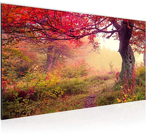 Runa Art Tableau Decoration Murale Forêt Paysage 1 Partie Moderne Toile non tissée Salon Salle Automne Rose 611612a