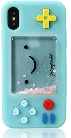 UnnFiko Squishy 3D Cartoon Spiel Hülle Kompatibel mit iPhone 6 / iPhone 6s, Kreative Liquid Stars Funny Play Case Weiche Gummi Schutzhülle für Mädchen Frauen (Blau)