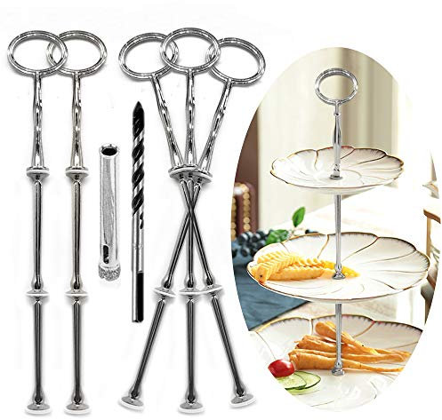Anyasen etageren stangen Set Etagere bausatz Etagere etagen etageren stäbe Etagere bausatz Stange für Etagere metallstangen für Etagere (Oval) (Silber, 5 Stück)