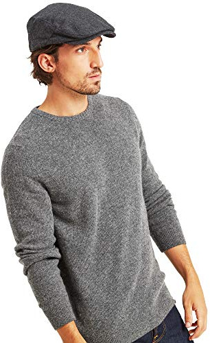 TOG24 Weighton Accessories Flat Cap Knit, Contemporary Country Classic Soft Stylish Wool Blend Grey Herringbone Tweed Hat, Head Wear with Adjustable Buckle for Style and Warmth with Stiffened Peak