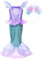 JerrisApparel Mädchen Prinzessin Meerjungfrau Kostüm Halloween Party Kleid (Lila mit Stirnband, 140)