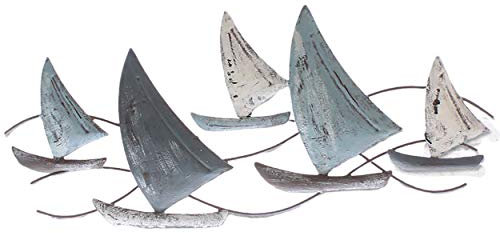 Wanddeko Fische oder Segelschiffen aus Metall L 47 cm (Segelschiffe)