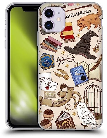 Head Case Designs Officially Licensed Harry Potter Hogwarts Pattern Deathly Hallows XXXVII Soft Gel Case Compatible With Apple iPhone 11