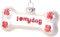 BRUBAKER Knochen I Love My Dog - Handbemalte Weihnachtskugel aus Glas - Mundgeblasener Christbaumschmuck Figuren lustig Deko Anhänger Baumkugel - 9.5 cm