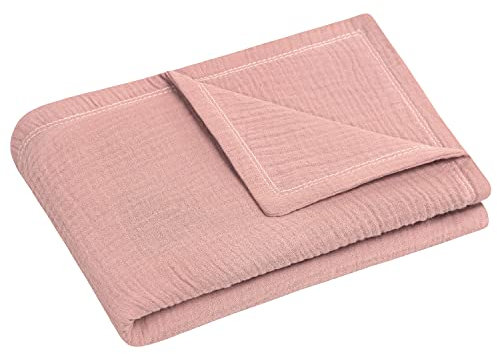Julius Zöllner Kuscheldecke Gr. 70/100, Made in Germany, 100 Prozent Baumwollenmusselin, Oeko-Tex Standard 100, Dusty Rose