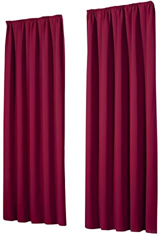 heimtexland Vorhang Blickdicht Thermovorhang Verdunklungsvorhänge 2er Set Kräuselband Deko Gardine Kälteschutz Sonnenschutz Schalldämmung Ökotex Fensterdeko Typ139 Bordeaux weinrot HxB 145x135 cm