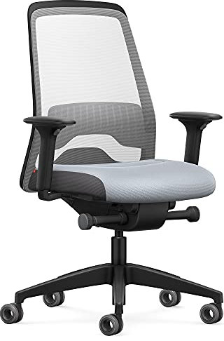 Interstuhl Bürostuhl Every Active Edition – ergonomischer Schreibtisch- und Gaming-Stuhl – Lordosenstütze für gesünderes Sitzen – vereint gesundes und aktives Sitzen (Weiß | Hellgrau)