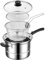 New 20cm 3pc Stainless Steel Chip Pan Fryer Induction with Wire Basket Glass Lid