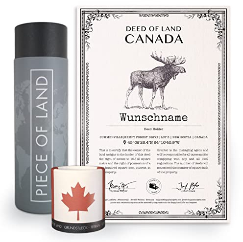 happylandgifts® Echtes Kanada Grundstück als einzigartiges Geschenk für Kanada Fans | Personalisierte Besitzurkunde mit Wunschname | Kanada Geschenke | Geburtstag