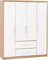 Seconique Seville 4 Door 2 Drawer Wardrobe in White Gloss/Light Oak Effect Veneer