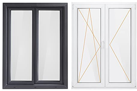 Bastion Fenster 2 Flügel Dreh Stulp, 2-fach Verglasung RC2 BA außen anthrazit/innen weiß 70 mm Profil (1000x1200 mm Links)