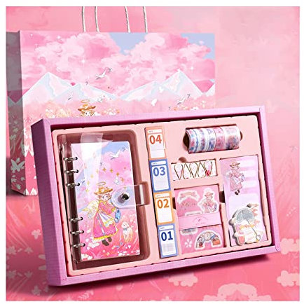 Materiale Scolastico Kawaii - Set di cancelleria Carino, Carta per Appunti con Conto alla rovescia Nastro Adesivo Washi Handbook Sticker a Forma di graffetta, Regalo di Festival per Bambini,C
