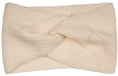styleBREAKER Damen Strick Stirnband mit Waffelpatent Strickmuster und Twist Knoten, warmes Winter Haarband, Headband 04026060, Farbe:Creme-Beige