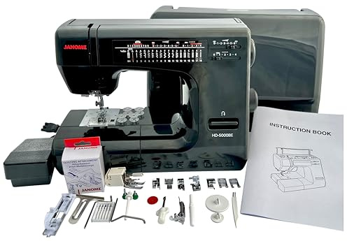 Janome HD5000 Black Edition Heavy Duty Nähmaschine mit Bonus Quilt Kit | 18 Stiche, integrierter Nadeleinfädler, Aluminiumkörper, Freiarm