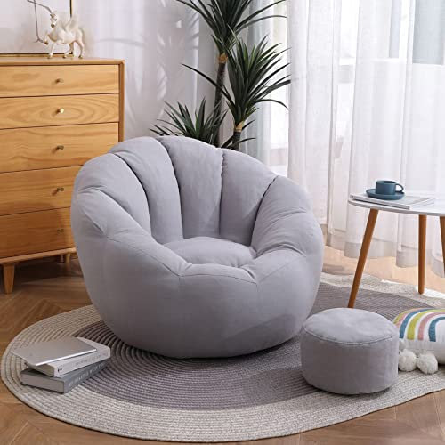 Sitzsack Bean Bag Faules Sofa Sitzsack Bezu (Ohne Füllung) für Gaming oder Entspannen - Indoor wie Outdoor Lounge Gamer Sitzsack Sessel,Grau