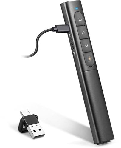USB/Type-C 2 in 1 Presentatore Wireless Presenter Ricaricabile, Hyperlink Volume Puntatore Presentazioni Clicker per Presentazione Powerpoint Telecomando Slide PC per Mac iPad Computer Laptop